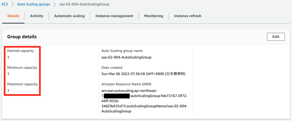 Auto Scaling group has been successfully created.
