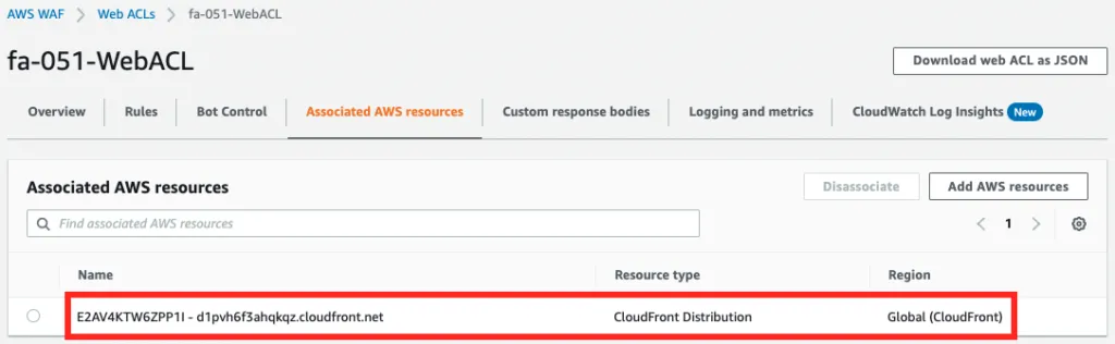 WAF Web ACLs are applied to CloudFront.