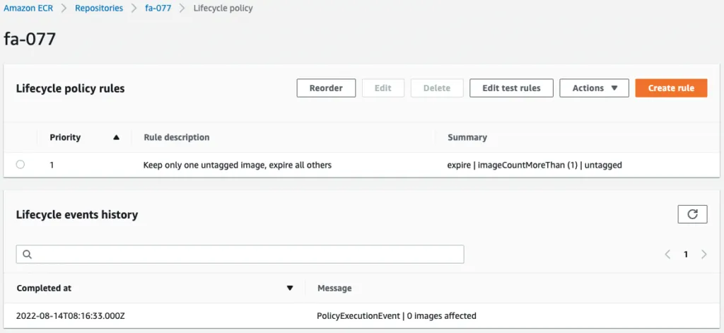 Detail of ECR Lifecycle Policy 3.