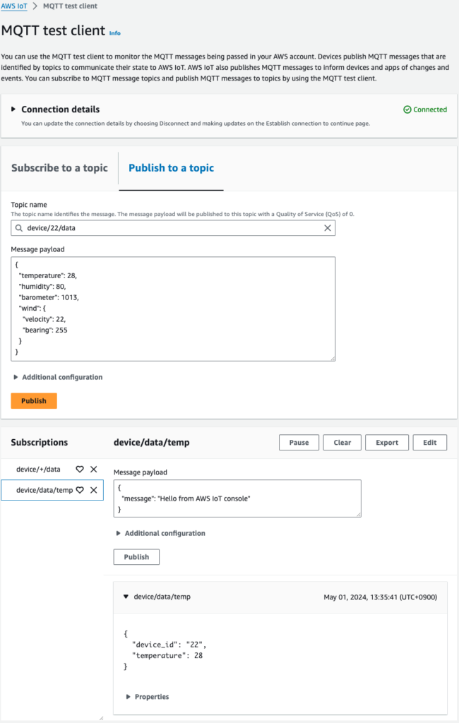 Detail of AWS IoT 5.